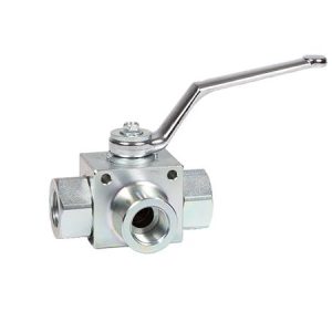 VALVULA GE3L 3 VIAS CON TALADROS ACERO CARBONO ROSCA BSP